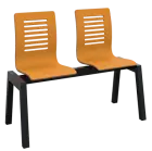 CARMEN 2, dřevěná lavice do čekárny, 2-sedák, broskvová, kostra černá